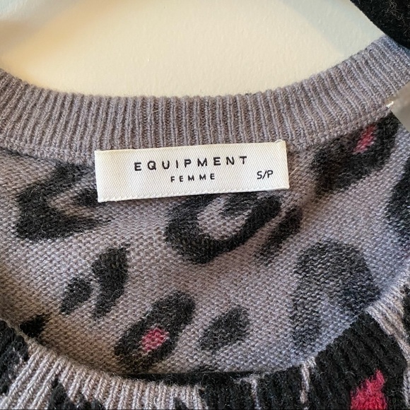 EQUIPMENT -Sloane Cheetah Print 100% Cashmere Lightweight Sweater - Picture 8 of 9